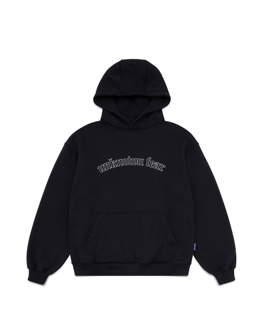 UF “DISTORTED SCRIPT” PULLOVER HOODIE [BLACK]