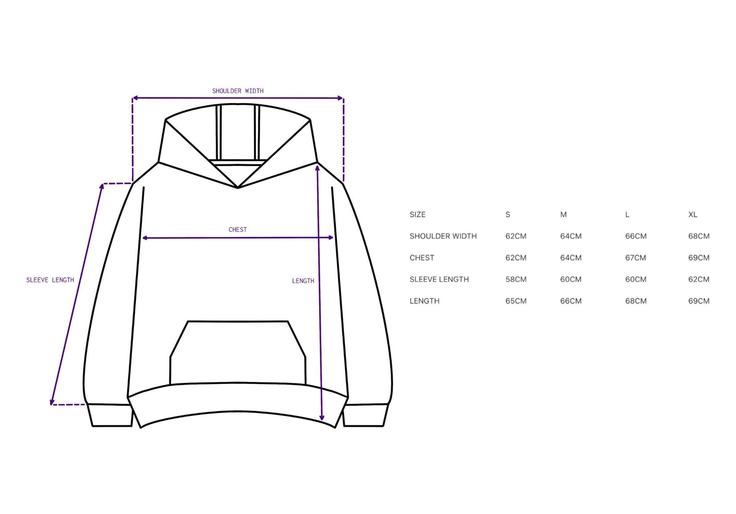 Hoodie size guide for UF “DISTORTED SCRIPT” PULLOVER HOODIE [BLACK]